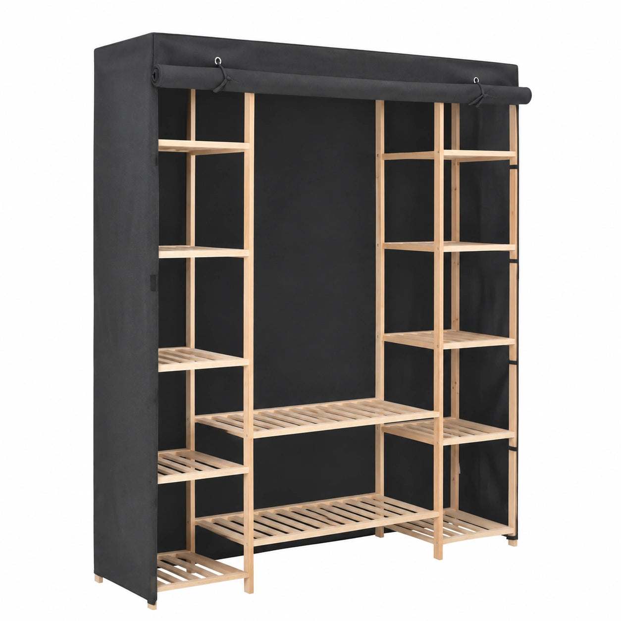 Armoire, en tissu, avec rangement, coloris gris, 135 x 40 x 170 cm, pour la chambre