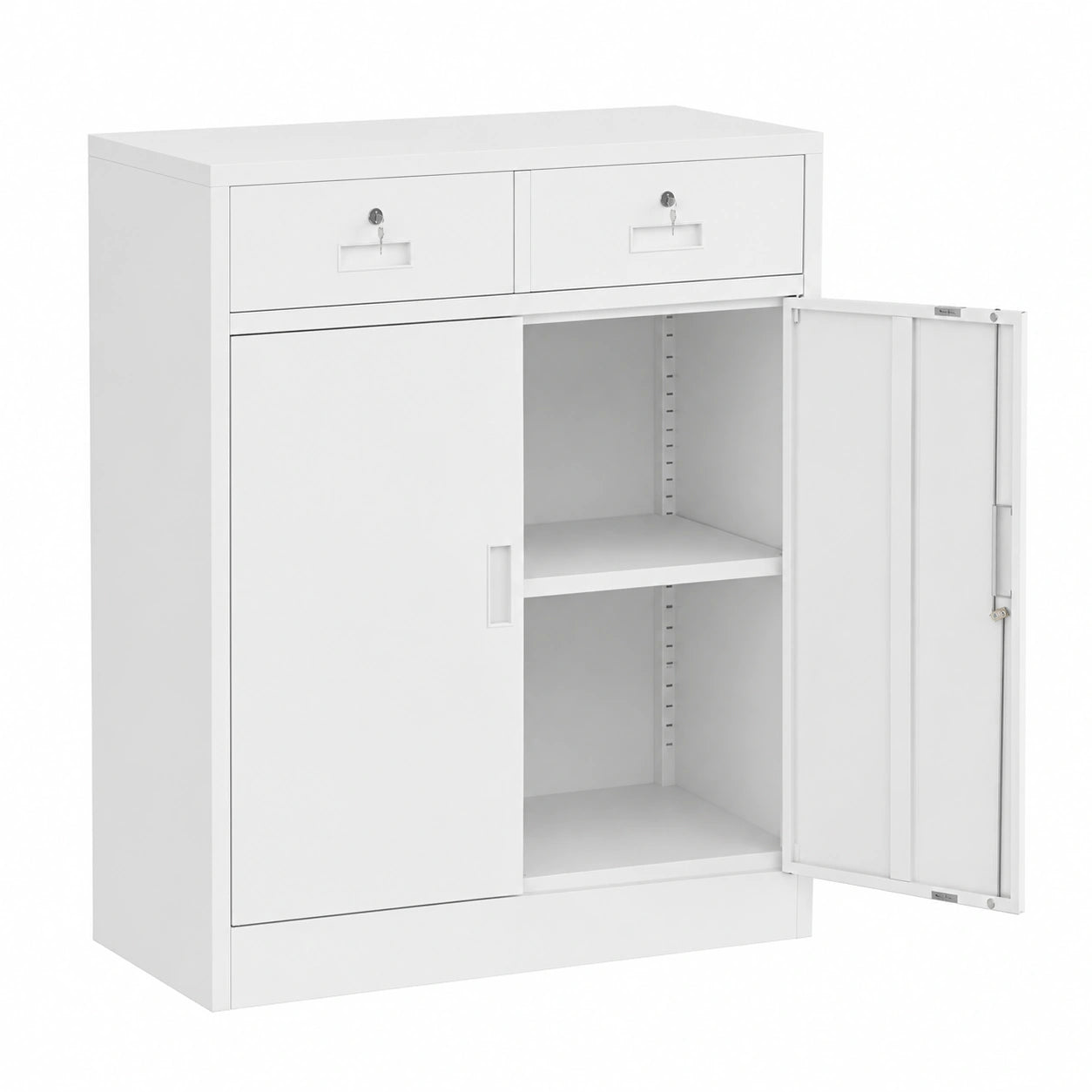 Armoire, réglable, avec rangement, avec tiroirs, en acier, coloris blanc, 90 x 80 x 40 cm, pour la chambre