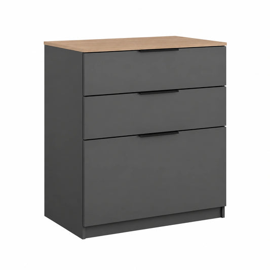 Commode, avec rangement, avec tiroirs, coloris anthracite, 50 x 90 cm, pour la chambre ou le salon