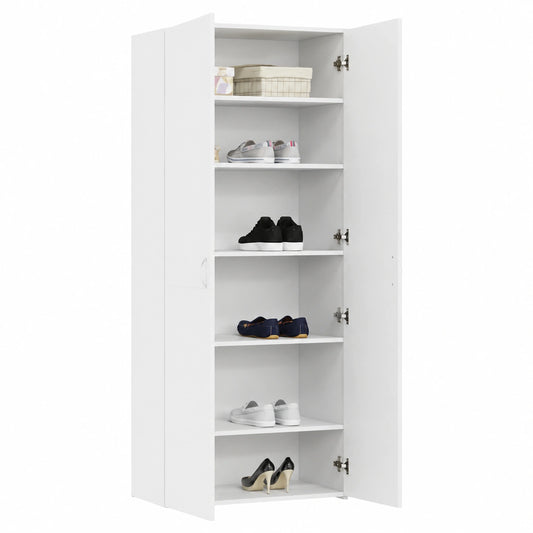 Meuble d’appoint, avec rangement, avec étagères, coloris blanc, 80 x 35,5 x 180 cm, pour le salon ou la chambre