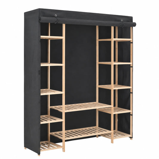 Armoire, en tissu, avec rangement, coloris gris, 135 x 40 x 170 cm, pour la chambre