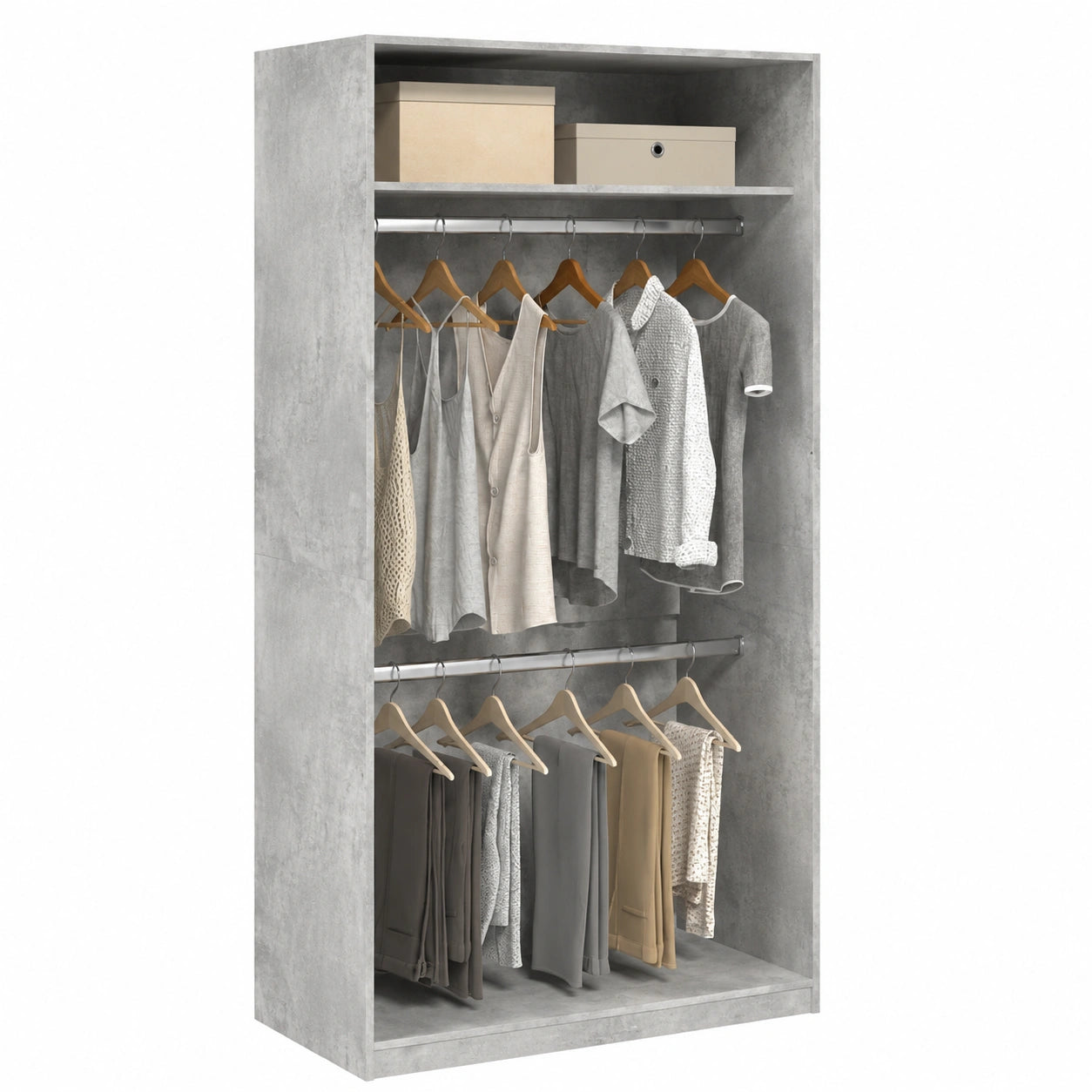 Armoire, coloris gris, 100 x 50 x 200 cm, pour la chambre