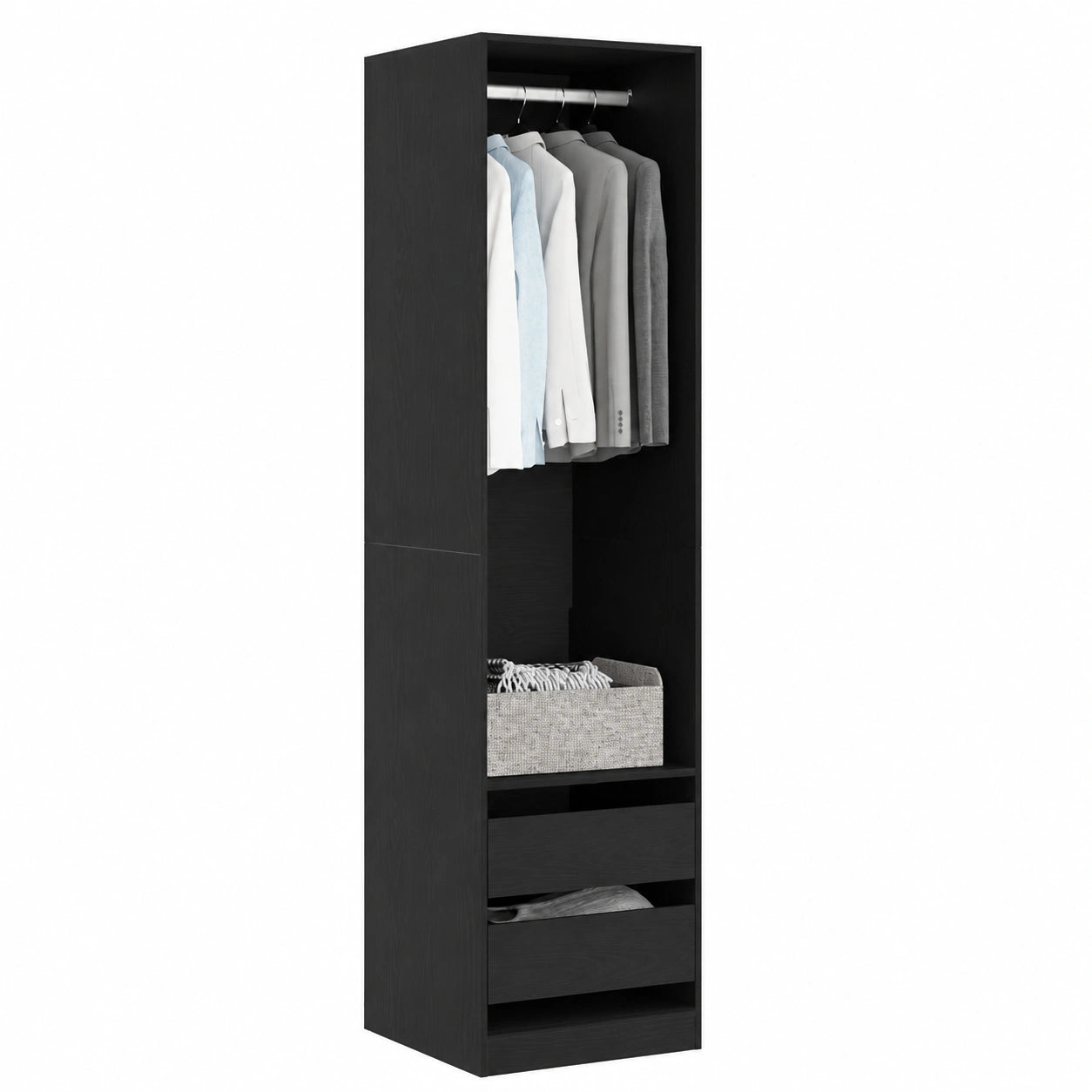 Armoire, modulable, avec rangement, en chêne, 50 x 50 x 200 cm, coloris noir, pour la chambre