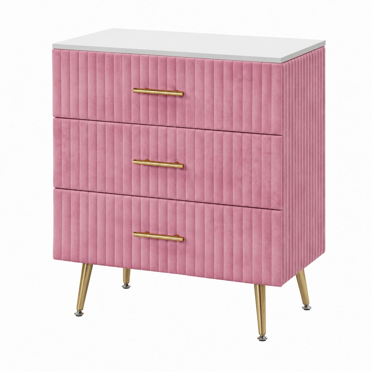 Commode, avec rangement, avec tiroirs, coloris rose, 70 x 78,5 cm, pour la chambre ou le salon