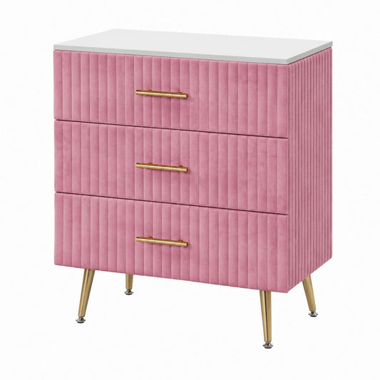 Commode, avec rangement, avec tiroirs, coloris rose, 70 x 78,5 cm, pour la chambre ou le salon