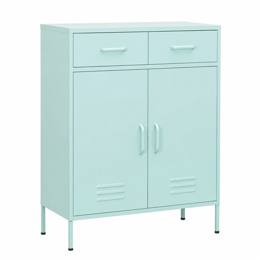 Armoire, avec rangement, en acier, 80 x 35 x 101,5 cm, coloris vert, pour la chambre