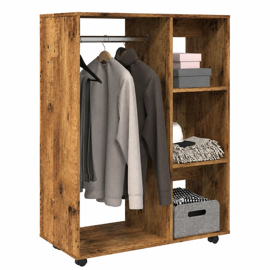 Armoire, avec rangement, avec étagères, sur roulettes, 80 x 40 x 110 cm, pour la chambre