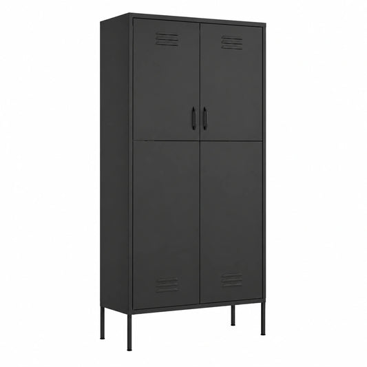 Armoire, en acier, coloris gris et anthracite, 90 x 50 x 180 cm, pour la chambre