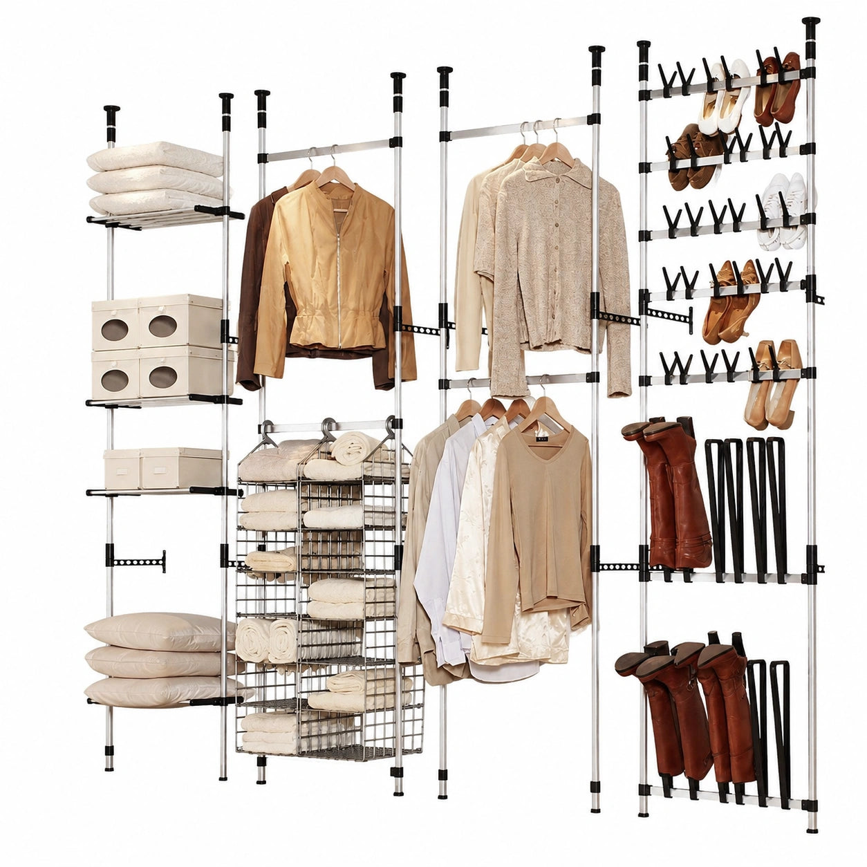 Armoire, modulable, réglable, avec rangement, en aluminium, pour la chambre