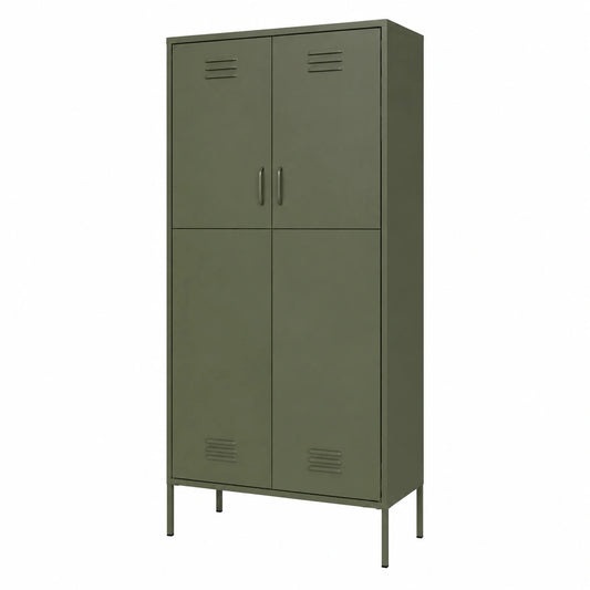 Armoire, en acier, coloris vert, 90 x 50 x 180 cm, pour la chambre