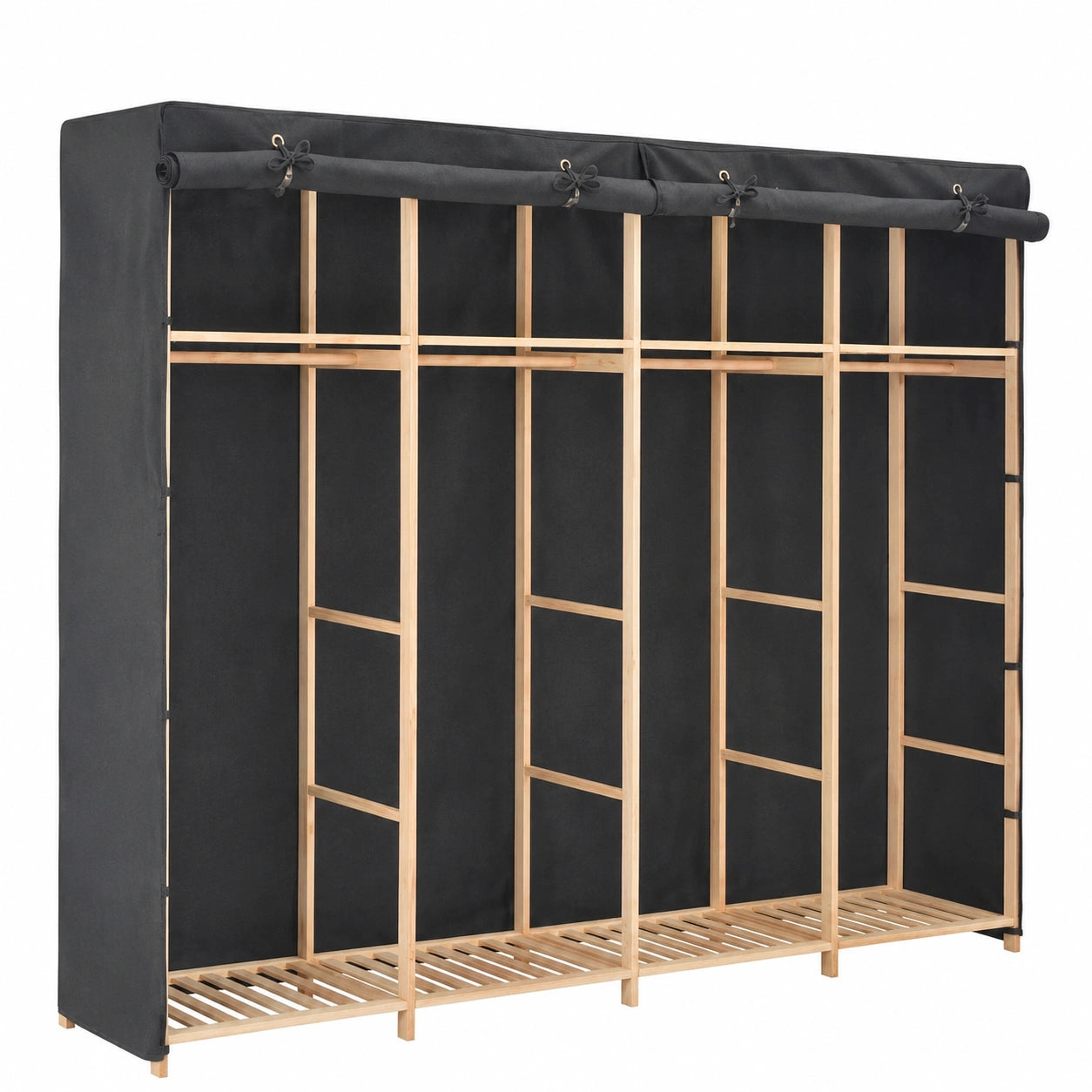 Armoire, en tissu, coloris gris, 200 x 40 x 170 cm, pour la chambre