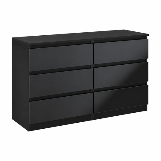 Commode, avec tiroirs, coloris noir, 140 x 38 x 78 cm, pour la chambre ou le salon