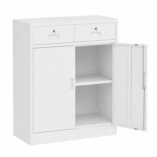 Armoire, réglable, avec rangement, avec tiroirs, en acier, coloris blanc, 90 x 80 x 40 cm, pour la chambre